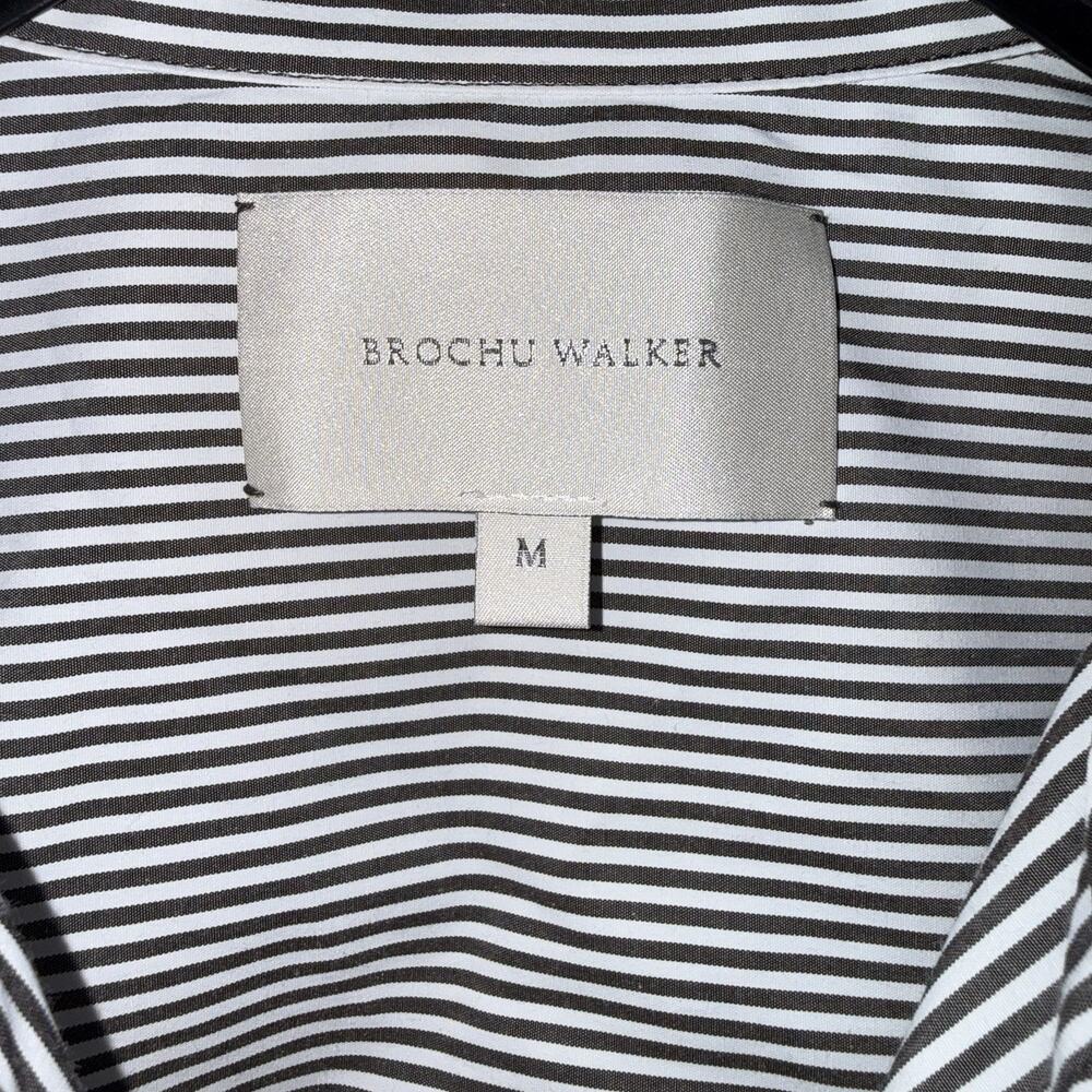 Brochu Walker Everyday Shirt Brown Flint Stripe Premium Touch Quiet Luxury Sz M - Picture 8 of 13